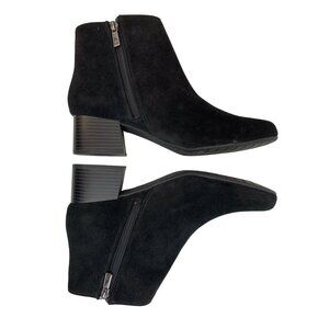 Kenneth Cole Reaction Womens Ankle Boots Size 10 Black Suede Block Heel Zip EUC